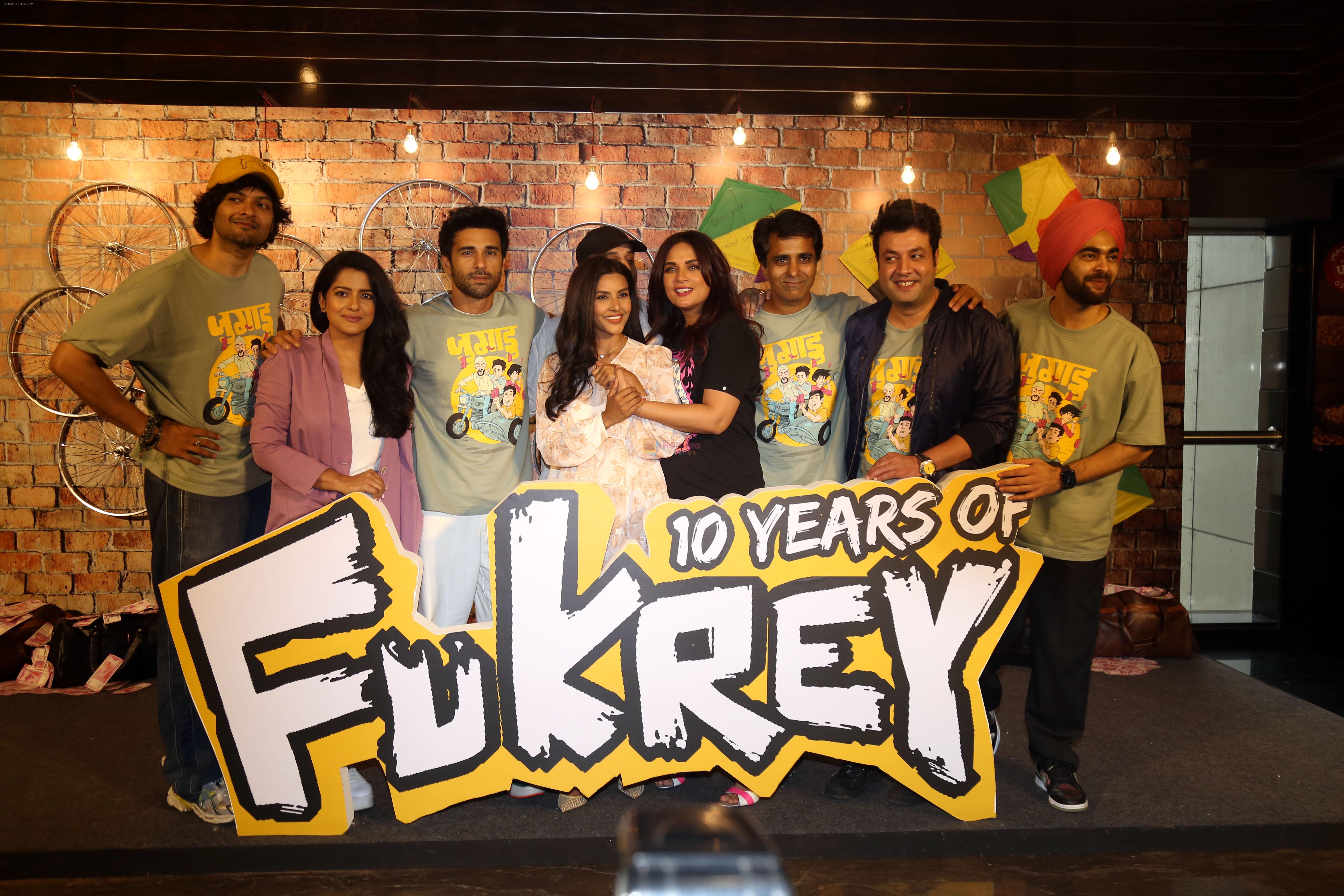 Richa Chadha, Ali Fazal, Pulkit Samrat, Varun Sharma, Priya Anand, Manjot Singh, Vishakha Singh, Ashraf Ul Haq at 10 year celebration of Fukrey at Fun Republic Mall on 13 Jun 2023