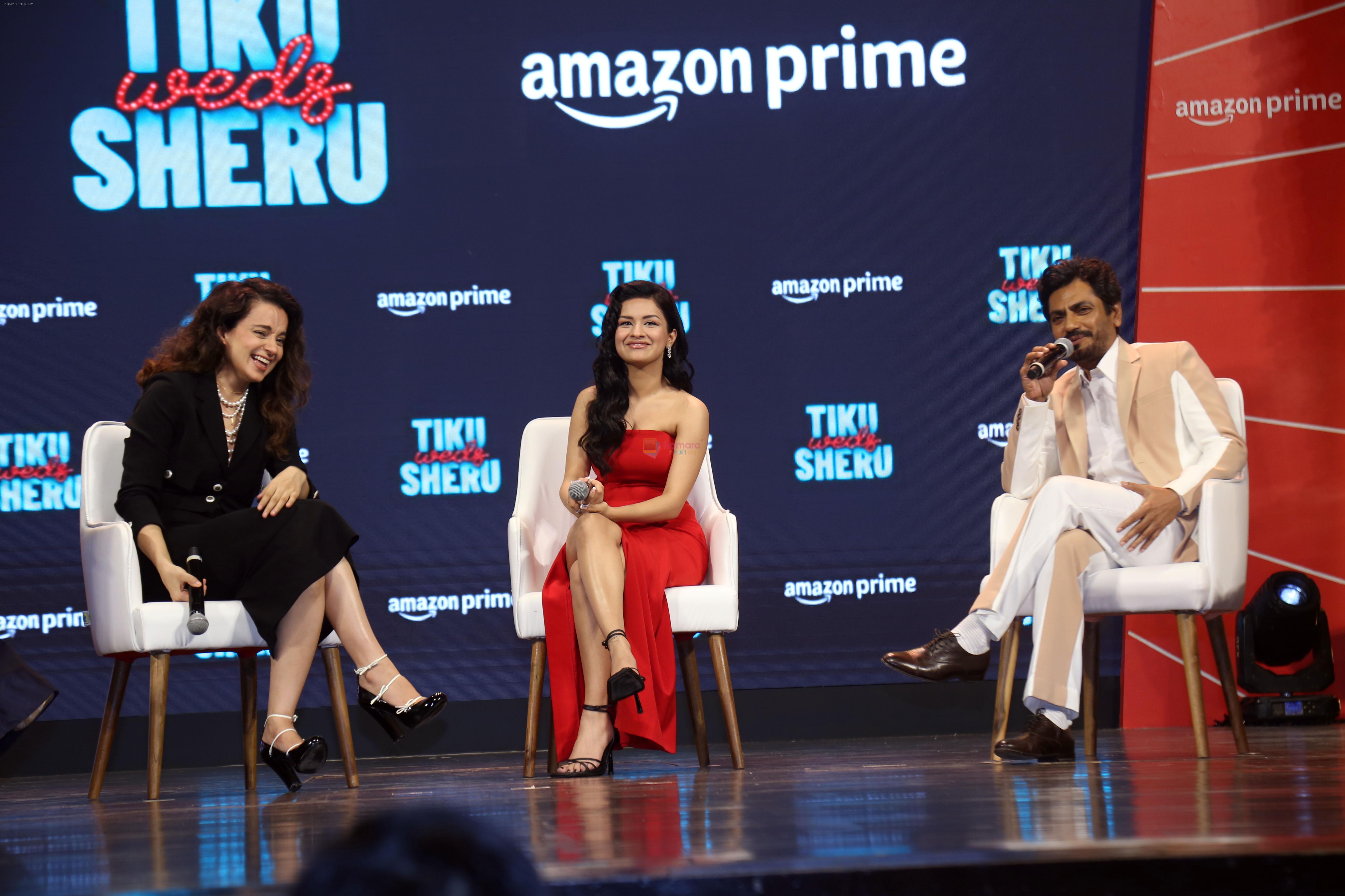 Kangana Ranaut, Nawazuddin Siddiqui, Avneet Kaur at the trailer launch of film Tiku Weds Sheru on 14 Jun 2023