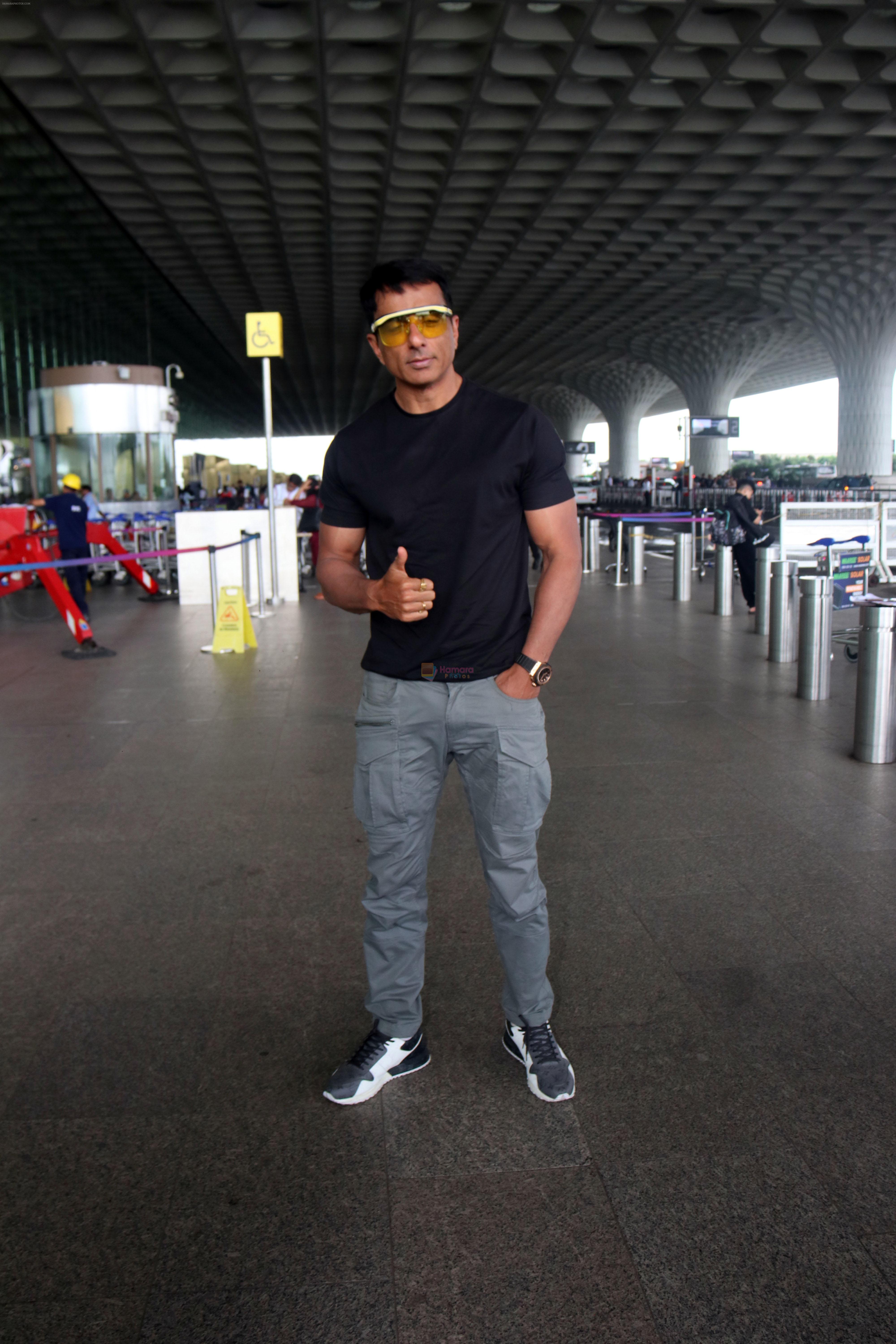 Sonu Sood seen at the airport on 4 July 2023