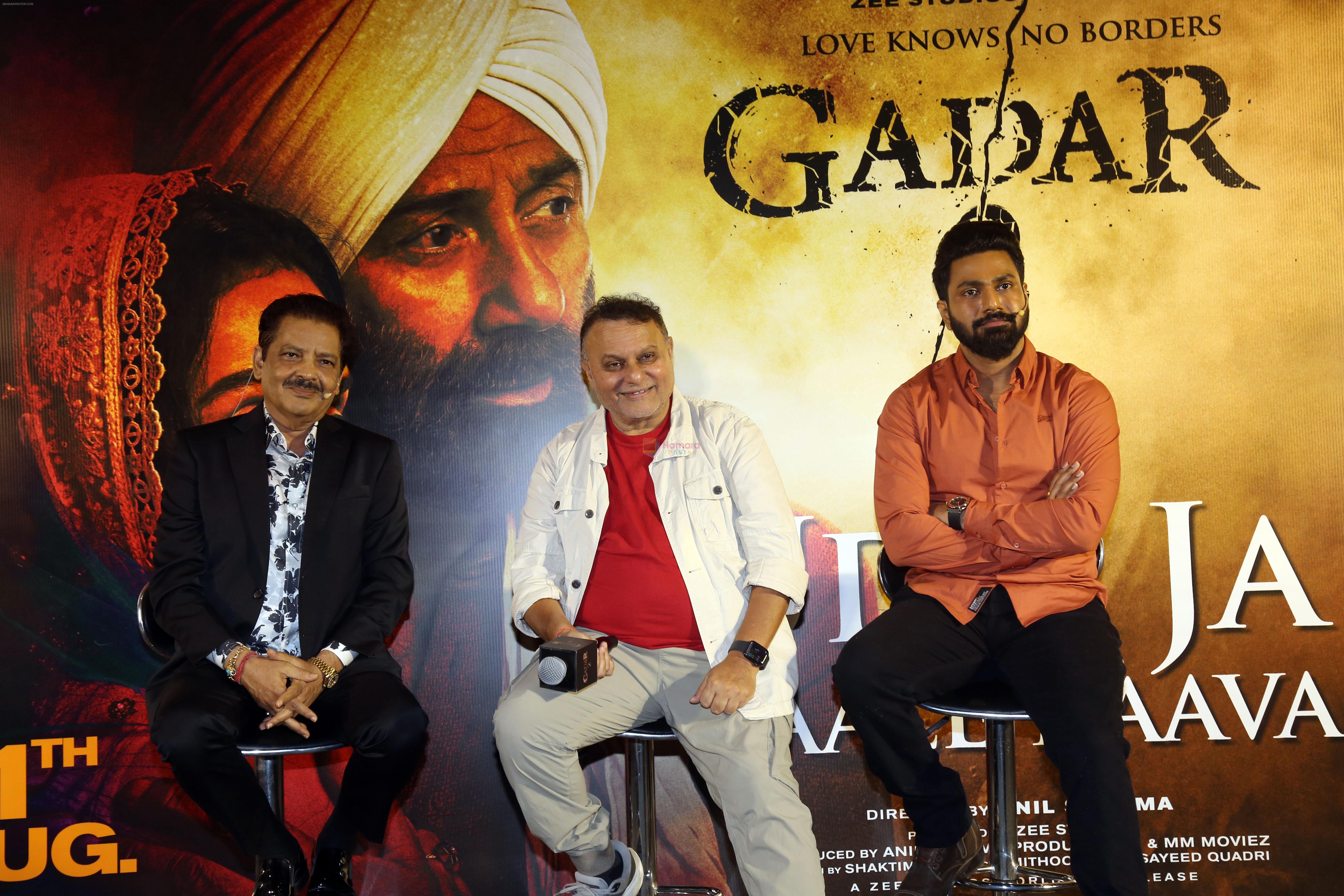 Udit Narayan, Anil Sharma, Mithoon at the Press Conference Of film Gadar 2 first Song Udd Jaa Kaale Kaava on 5 July 2023
