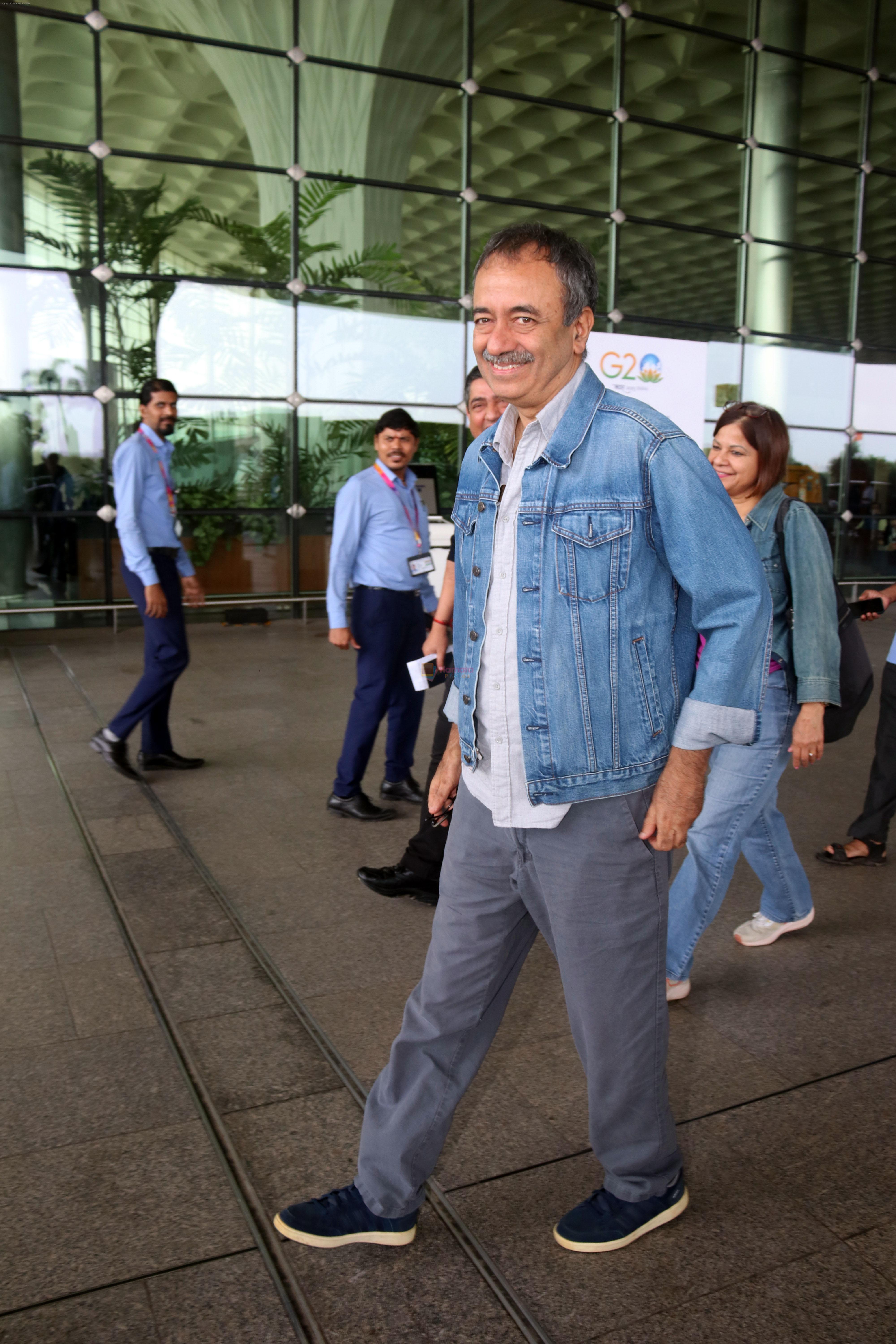 Rajkumar Hirani seen at the airport on 6 July 2023