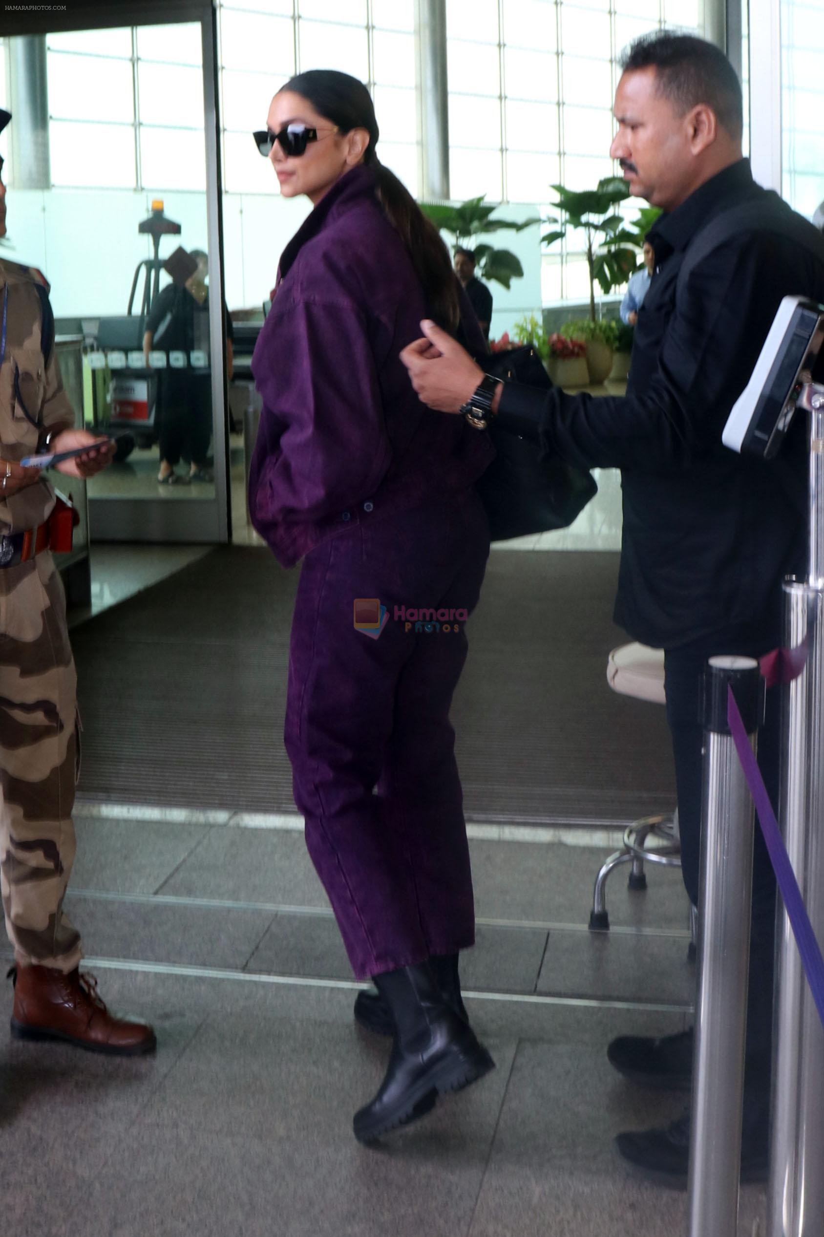Deepika Padukone covered in Indigo seen at the airport on 11 July 2023