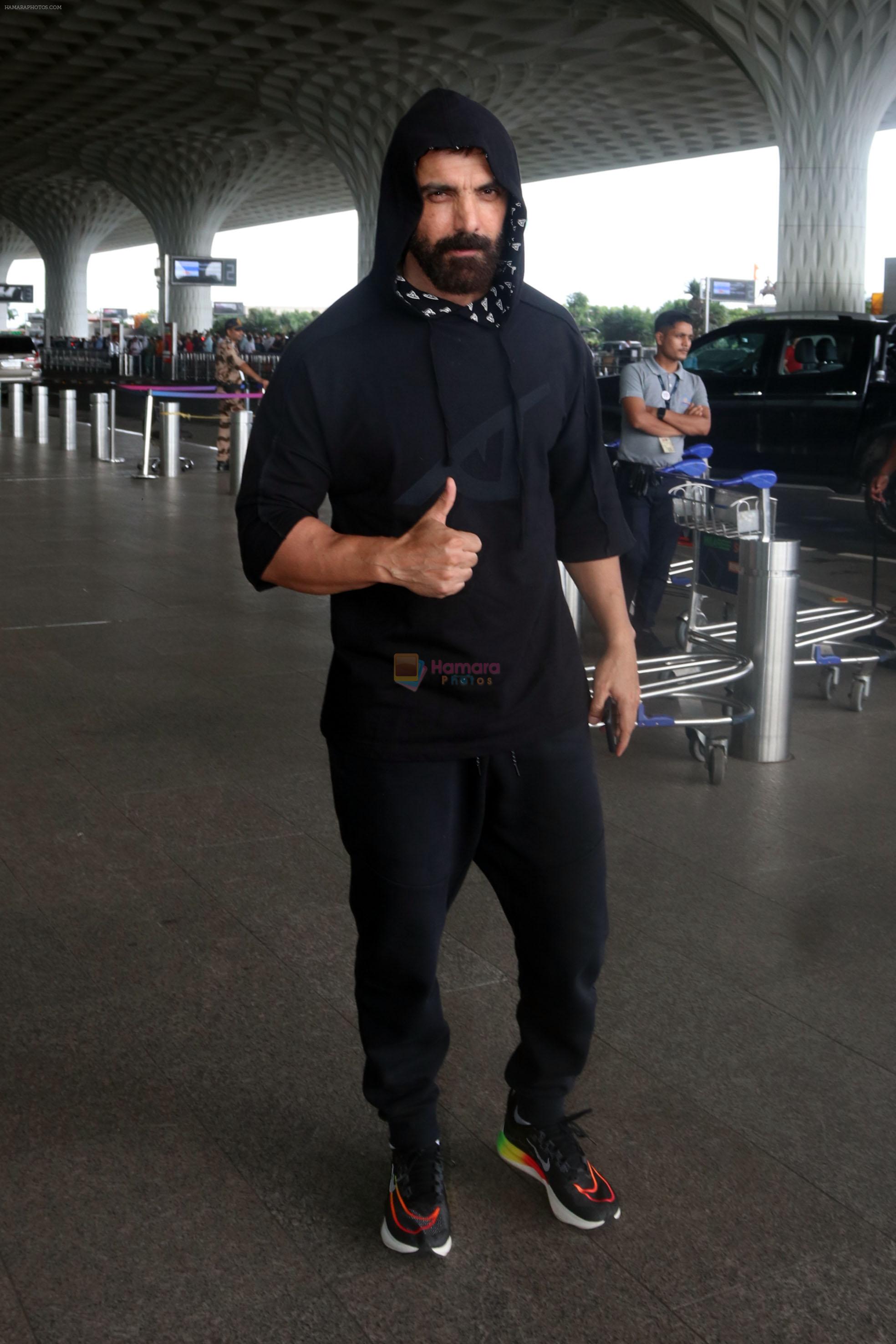 John Abraham dressed in a Hoodie seen at the airport on 11 July 2023