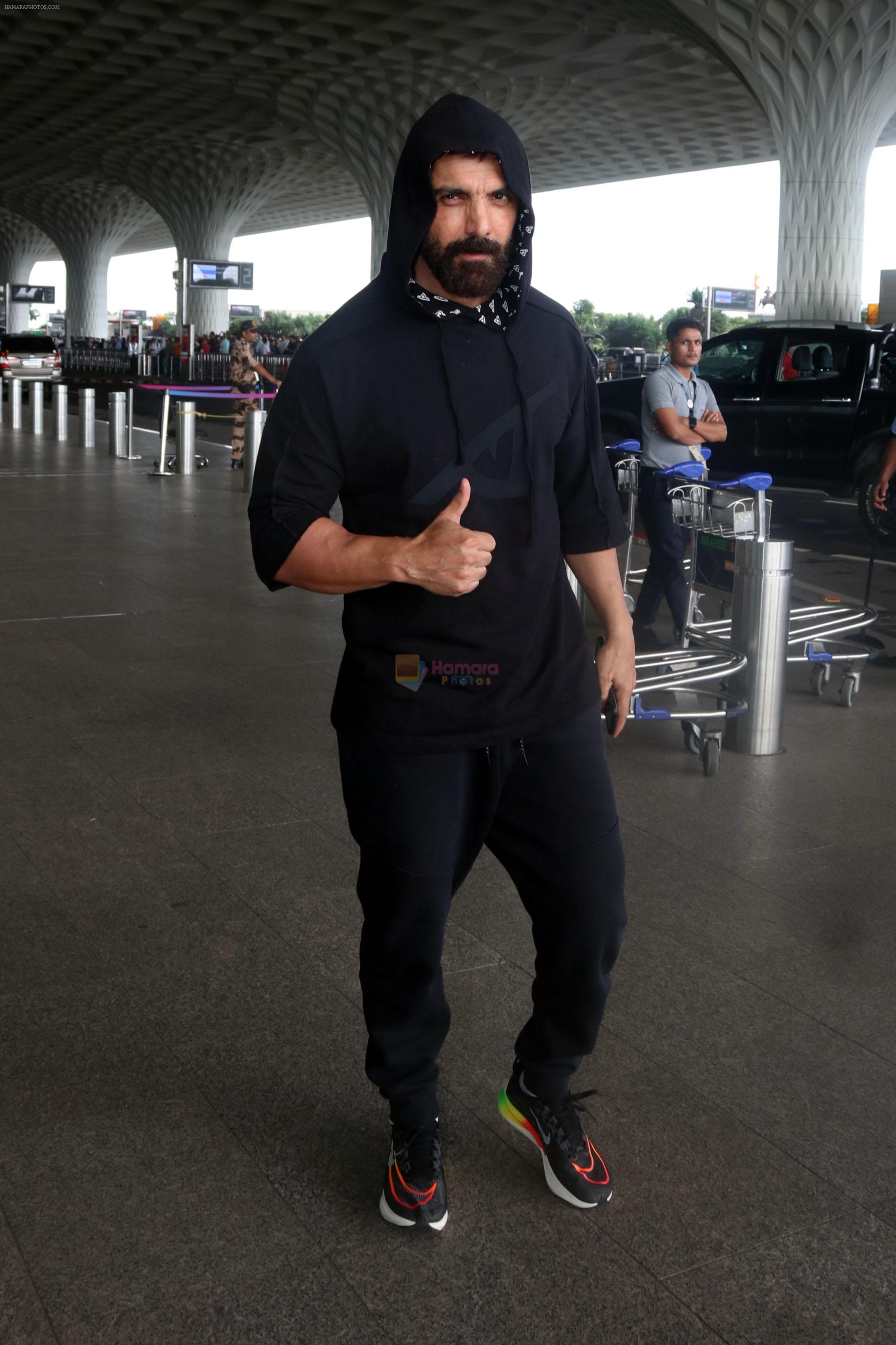 John Abraham dressed in a Hoodie seen at the airport on 11 July 2023