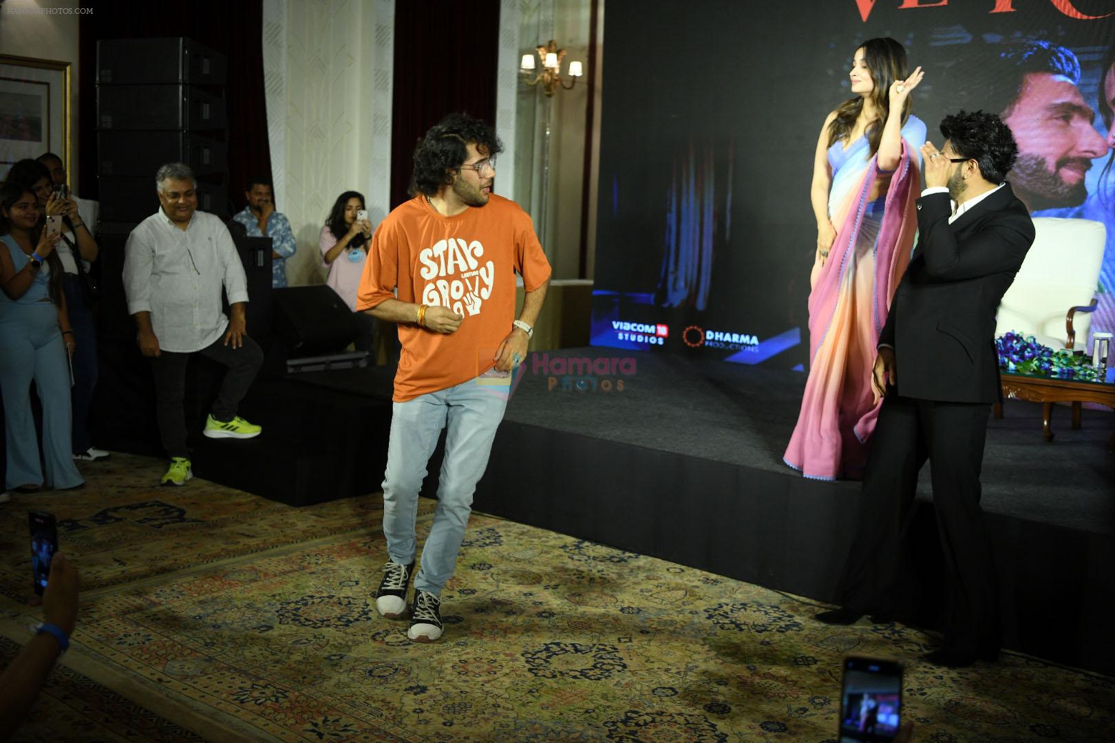 Alia Bhatt, Ranveer Singh at the press conference of movie Rocky Aur Rani Ki Prem Kahani in Delhi on 18 July 2023
