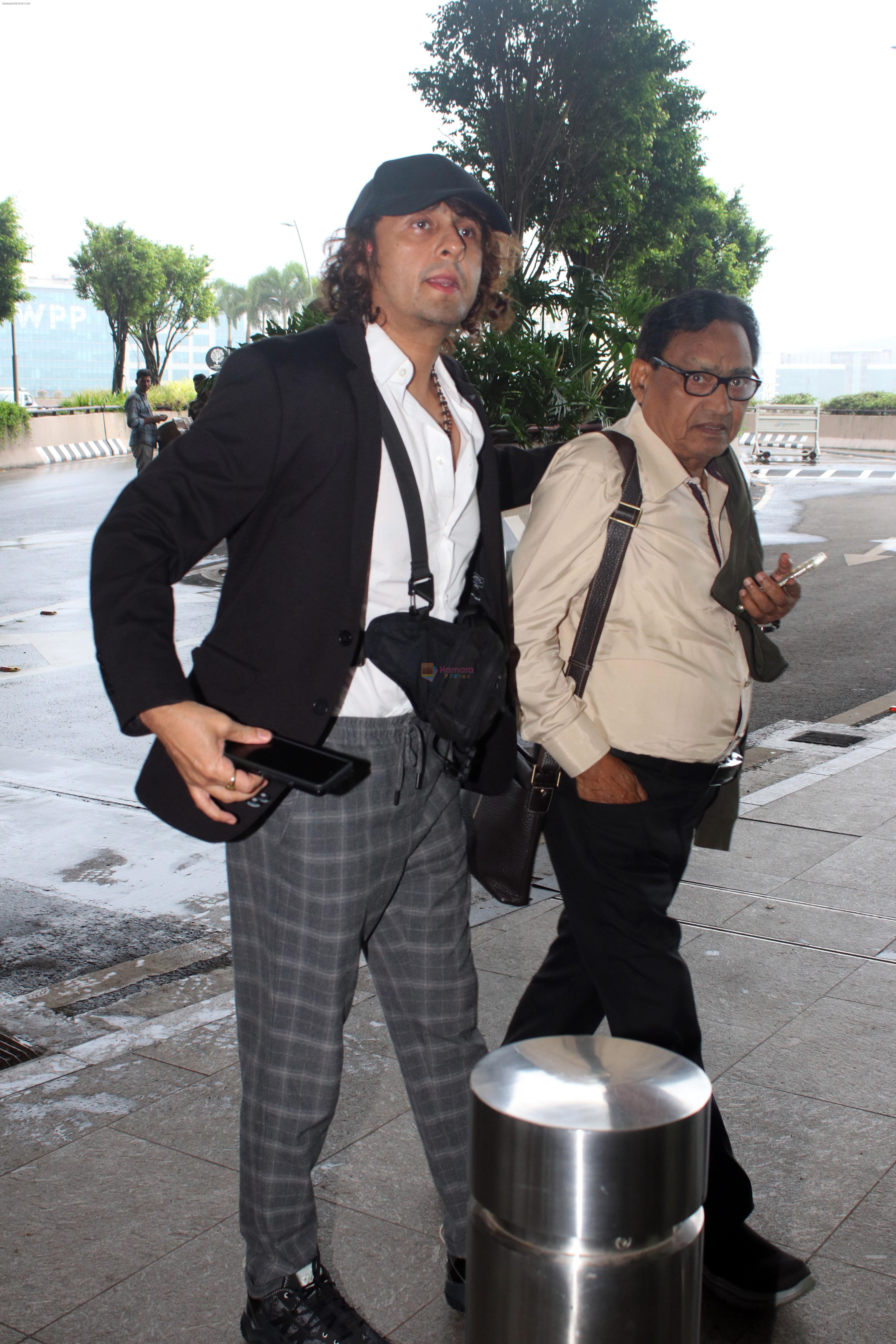 Agam Kumar Nigam, Sonu Nigam seen at the airport on 26 July 2023