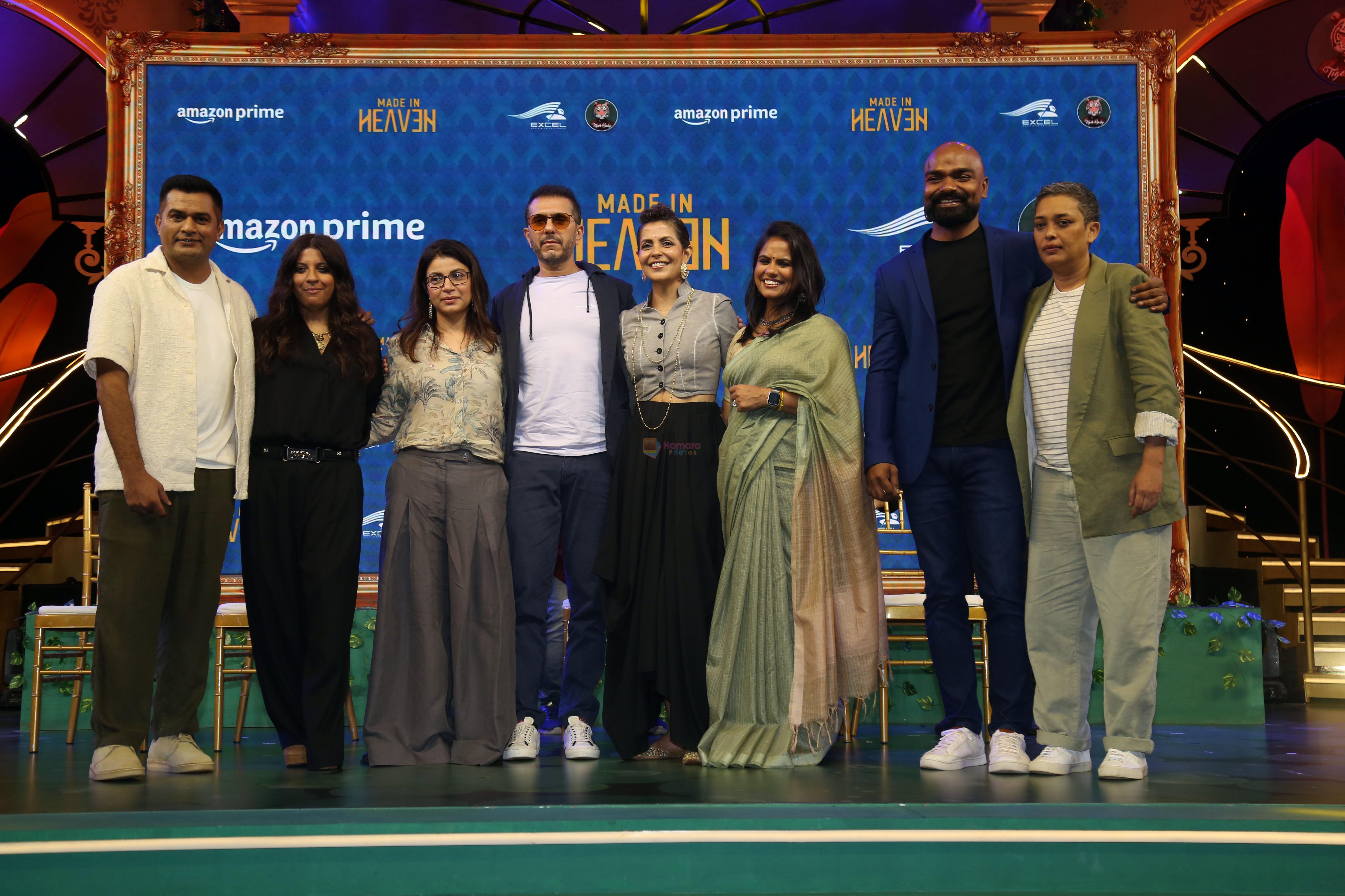 Alankrita Shrivastava, Aparna Purohit, Neeraj Ghaywan, Nitya Mehra, Reema Kagti, Ritesh Sidhwani, Sushant Sreeram, Zoya Akhtar at Made in Heaven series trailer launch on 1 Aug 2023