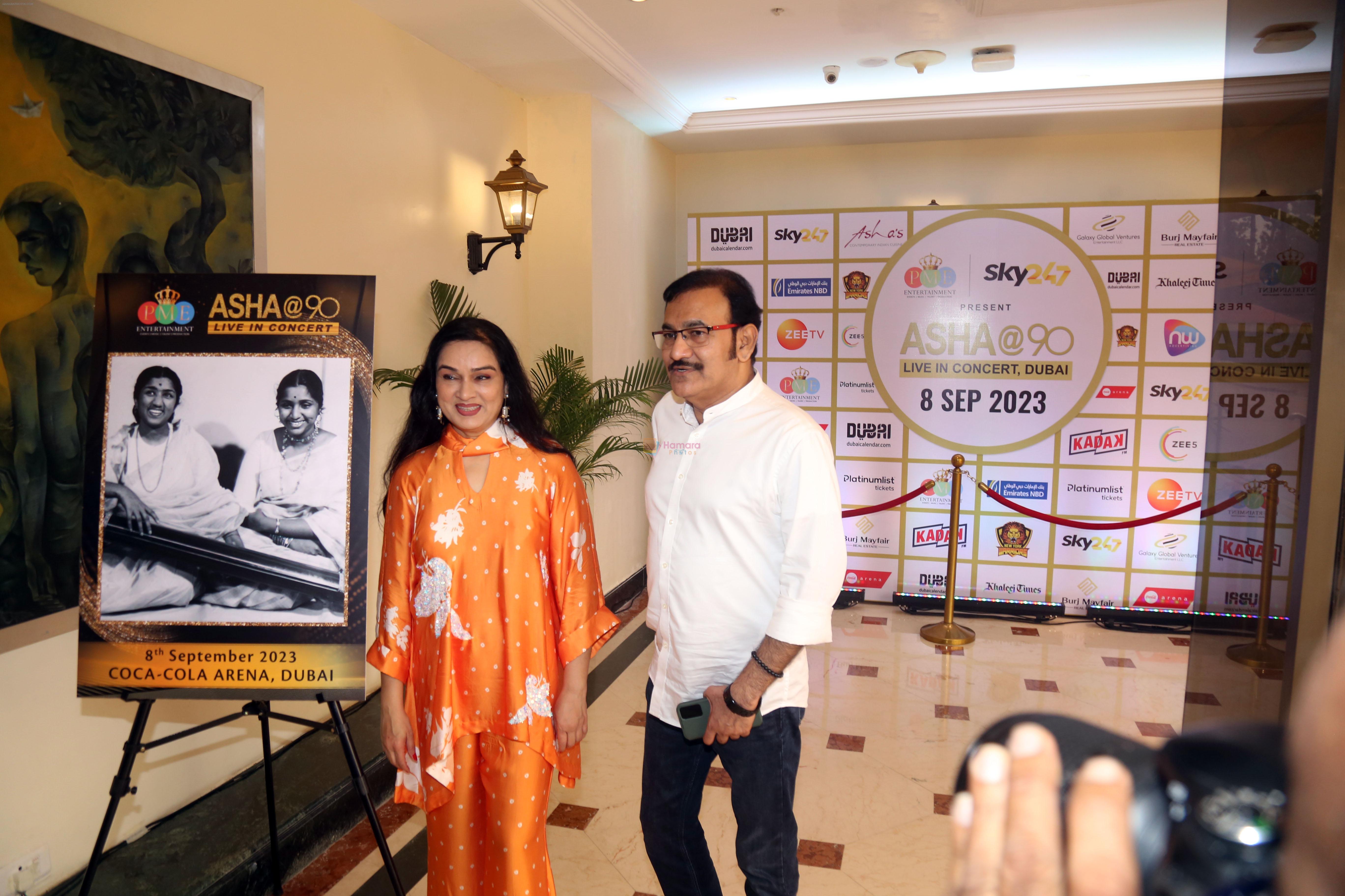 Padmini Kolhapure, Sudesh Bhosale at the Press Conference for Asha@90 Live In Concert in Dubai on 8th August 2023