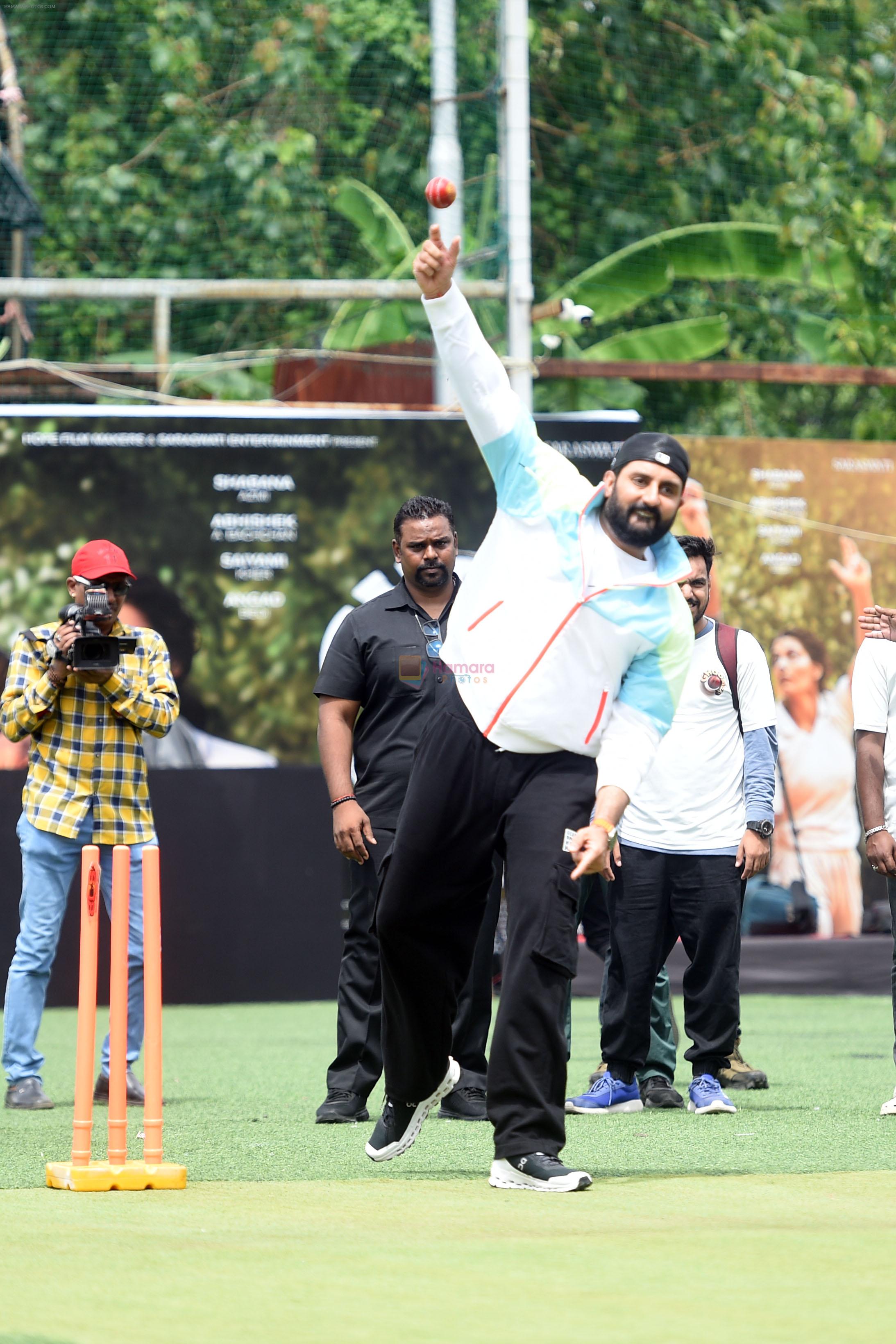 Abhishek Bachchan playing cricket match to promote the sports movie Ghoomer on 10th August 2023