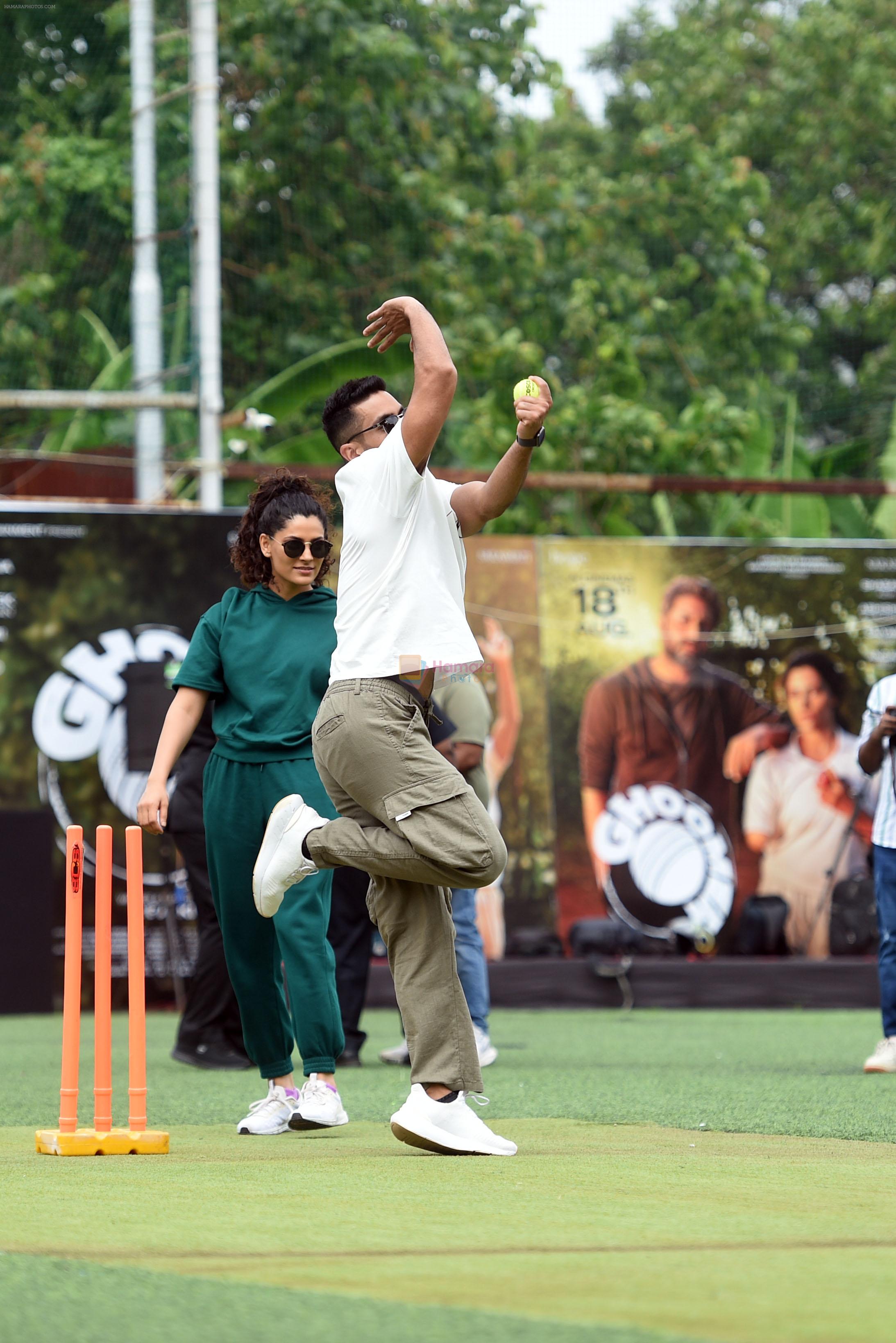 Abhishek Bachchan, Saiyami Kher, Angad Bedi playing cricket match to promote the sports movie Ghoomer on 10th August 2023