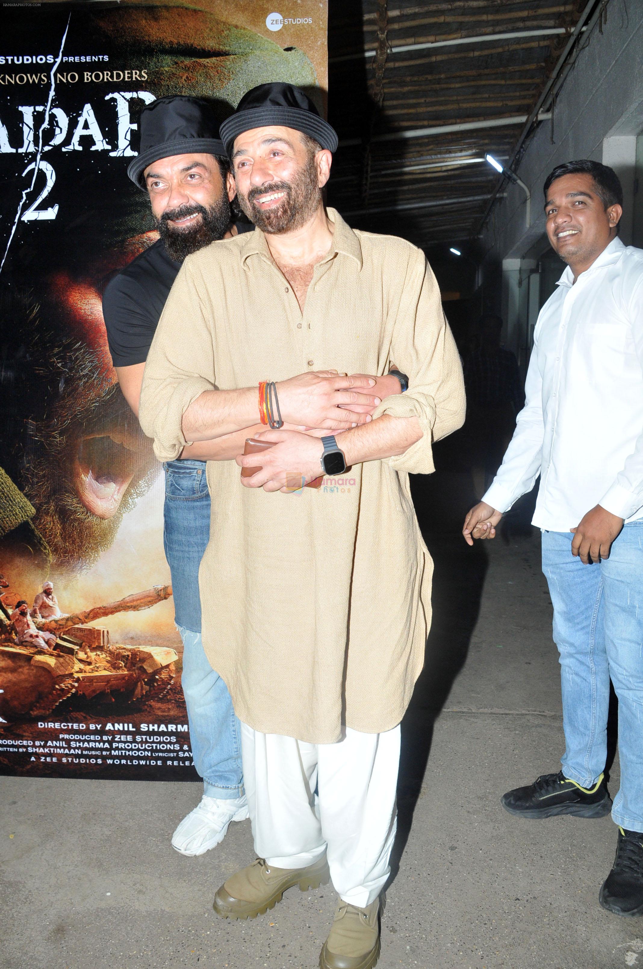 Bobby Deol, Sunny Deol at the Special Screening of Film Gadar 2 at Sunny Super Sound on 12th August 2023