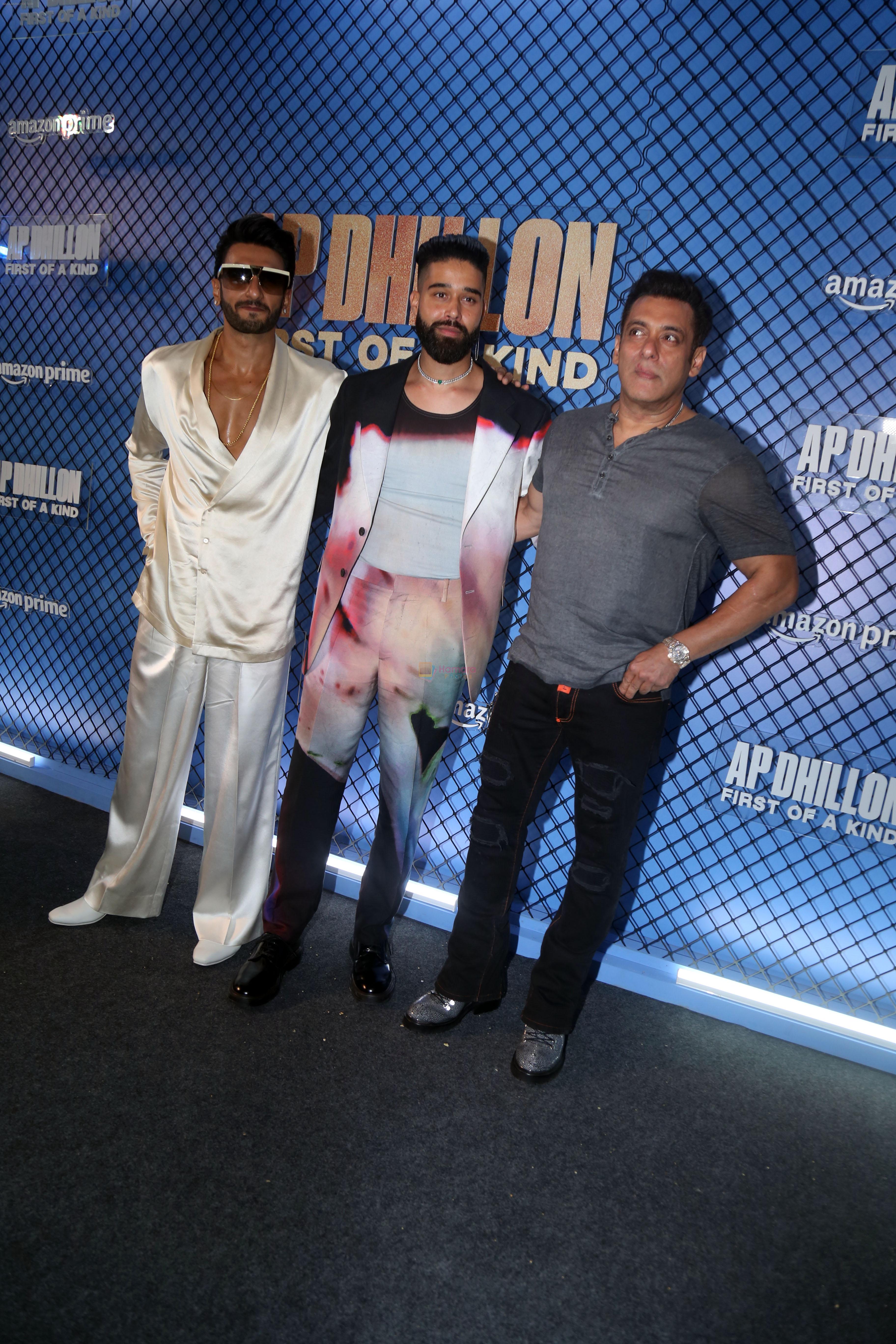 AP Dhillon, Ranveer Singh, Salman Khan at the premiere of Docuseries AP Dhillon- First Of A Kind on 16th August 2023