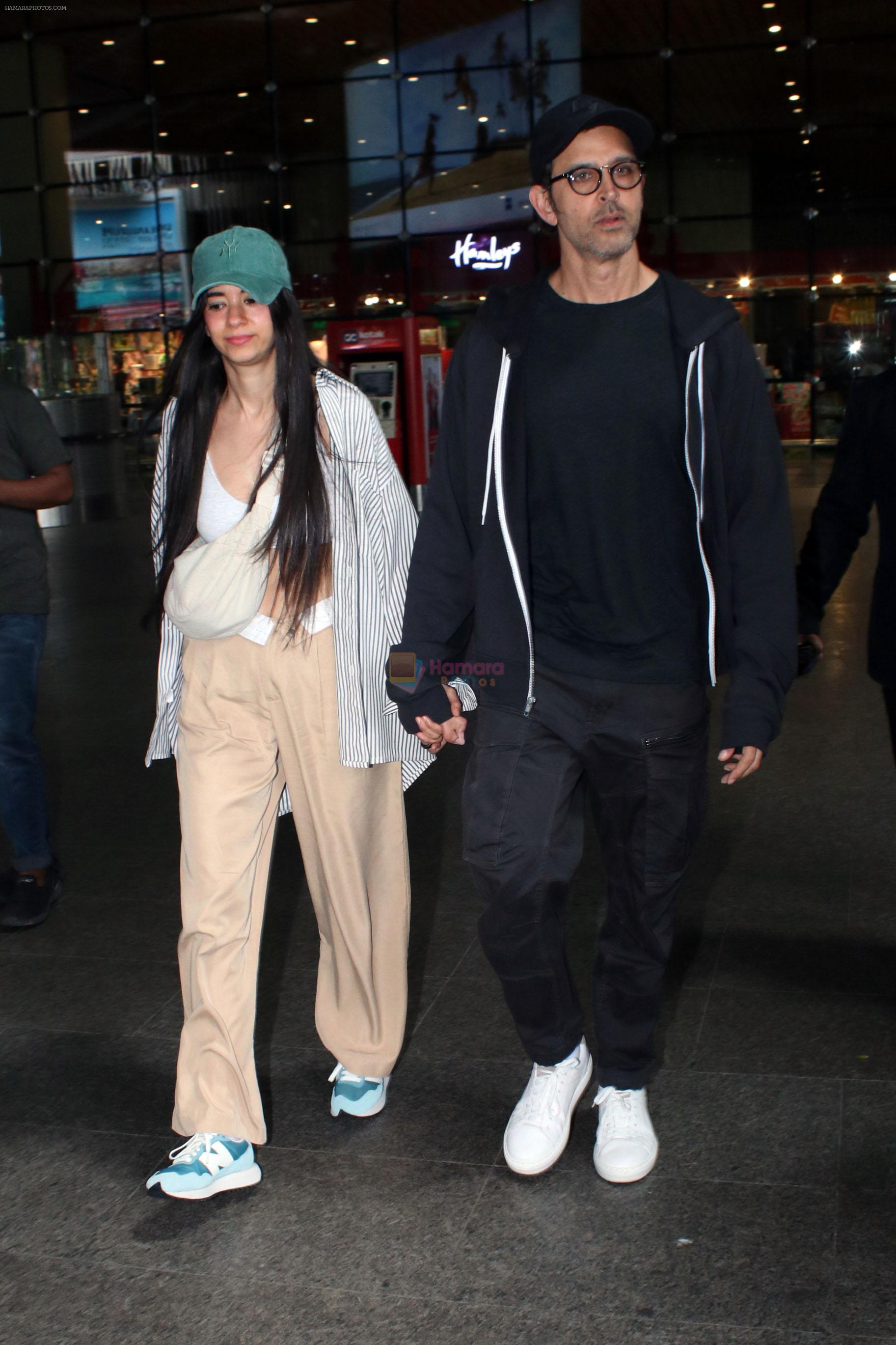 Hrithik Roshan and Saba Azad Spotted at the Airport Arrivals on 18th August 2023