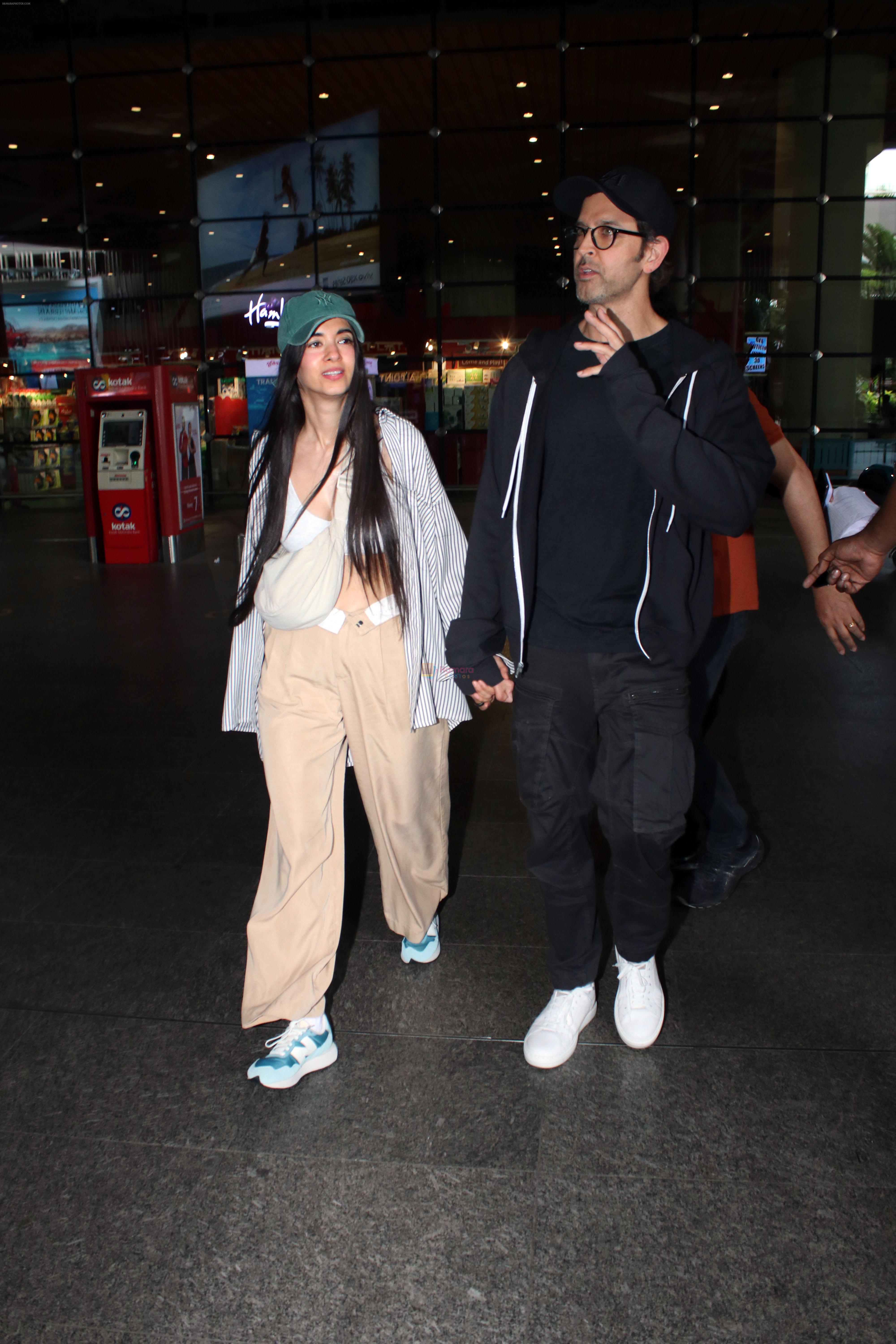 Hrithik Roshan and Saba Azad Spotted at the Airport Arrivals on 18th August 2023