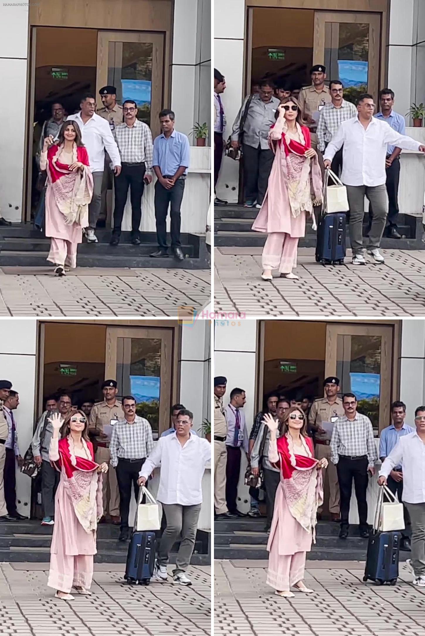 Shilpa Shetty Spotted At Kalina Private Airport on 19th August 2023