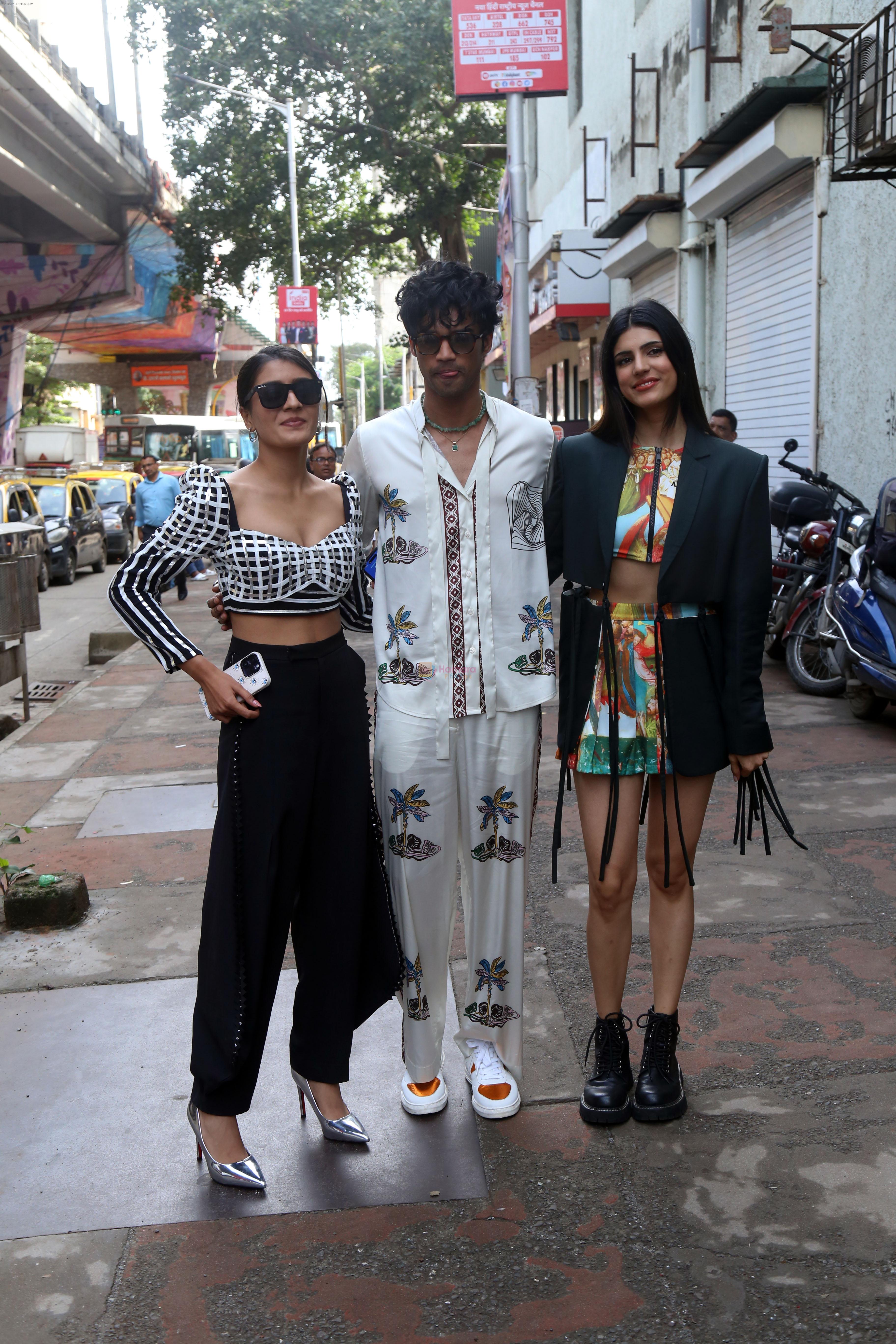 Aadhya Anand, Babil Khan, Medha Rana Pose to promote film Friday Night Plan at Radio Station Lower Parel on 23rd August 2023
