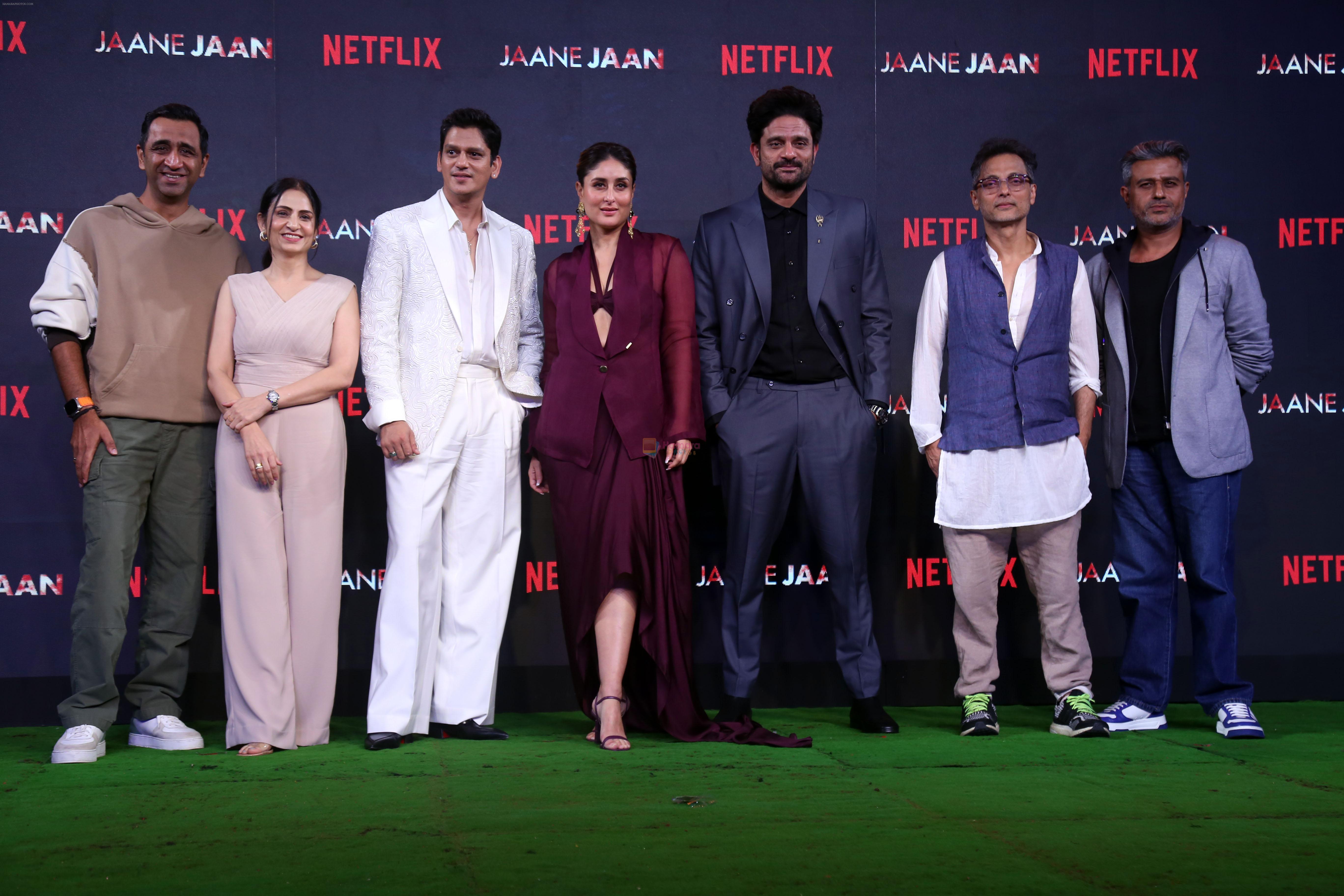 Akshai Puri, Jaideep Ahlawat, Jay Shewakramani, Kareena Kapoor, Naisha Khanna, Sujoy Ghosh, Vijay Varma at Jaane Jaan Film Trailer Launch on 5th Sept 2023