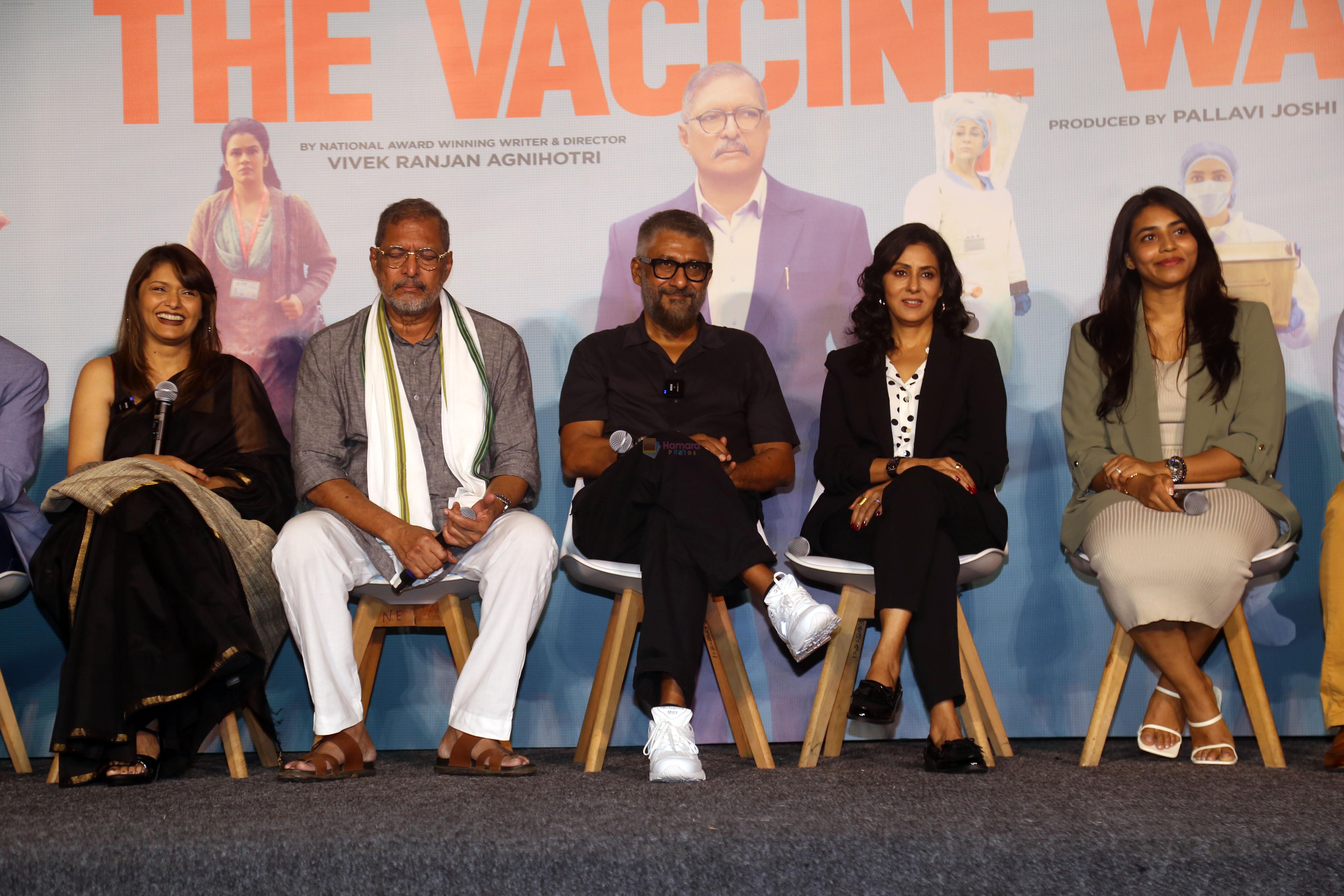 Nana Patekar, Nivedita Bhattacharya, Pallavi Joshi, Sapthami Gowda, Vivek Agnihotri attends The Vaccine War Trailer Launch on 12th Sept 2023