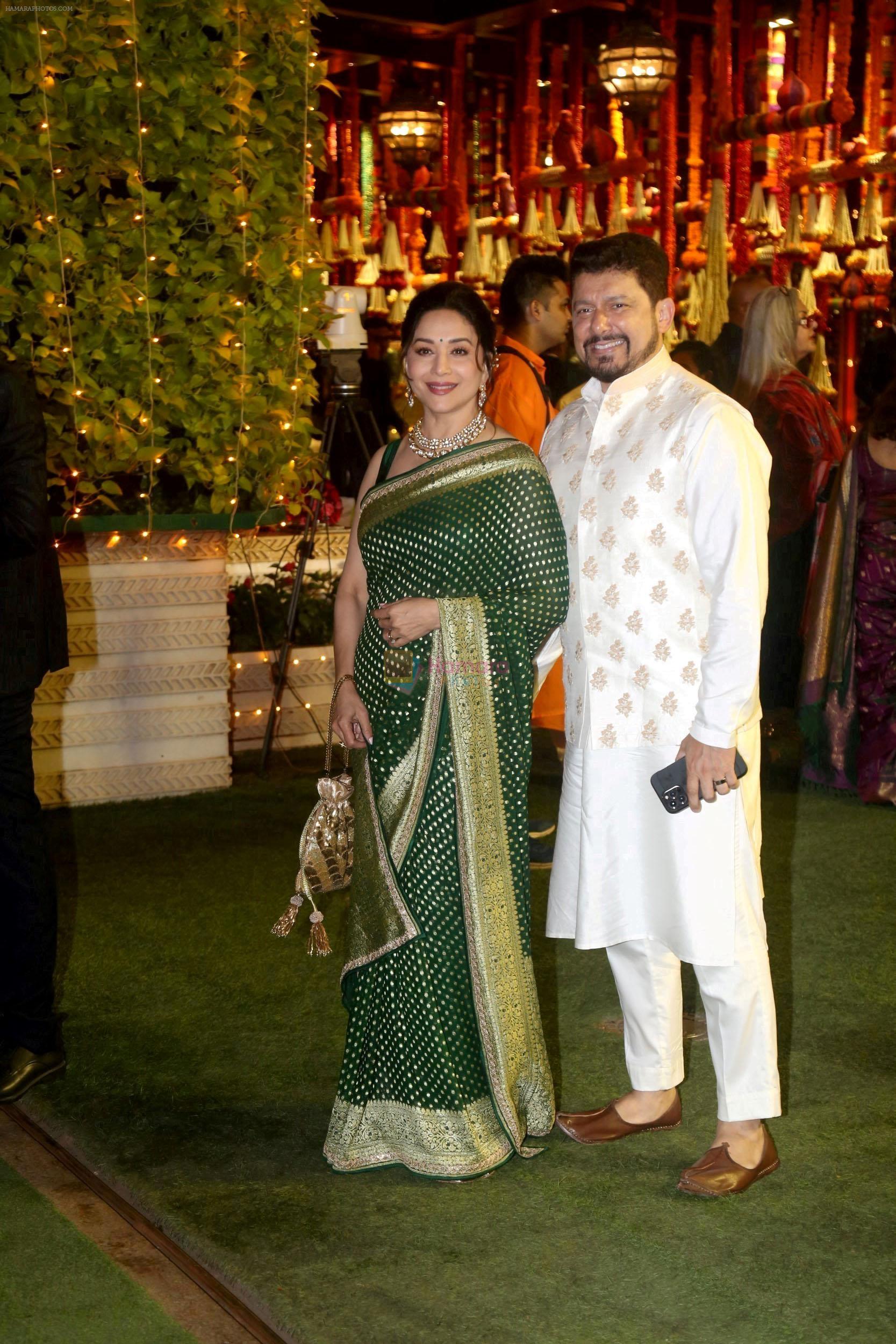 Madhuri Dixit Nene, Shriram Madhav Nene at Ambani House Antilia for Ganpati Darshan on 19th Sept 2023