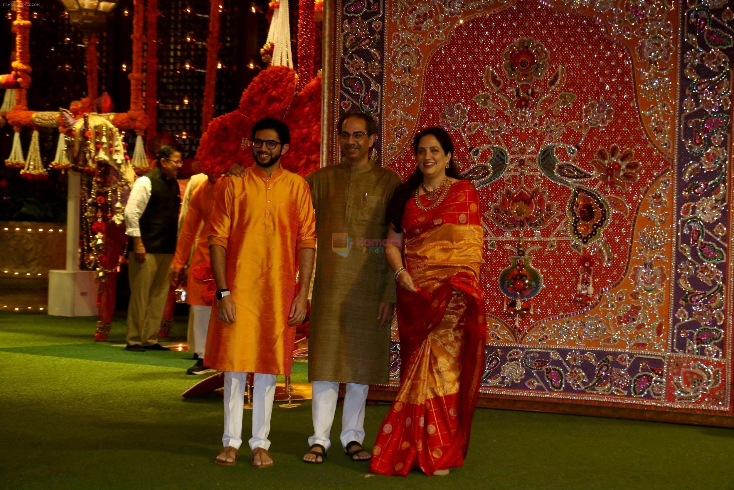 Aaditya Thackeray, Rashmi Thackeray, Uddhav Thackeray at Ambani House Antilia for Ganpati Darshan on 19th Sept 2023