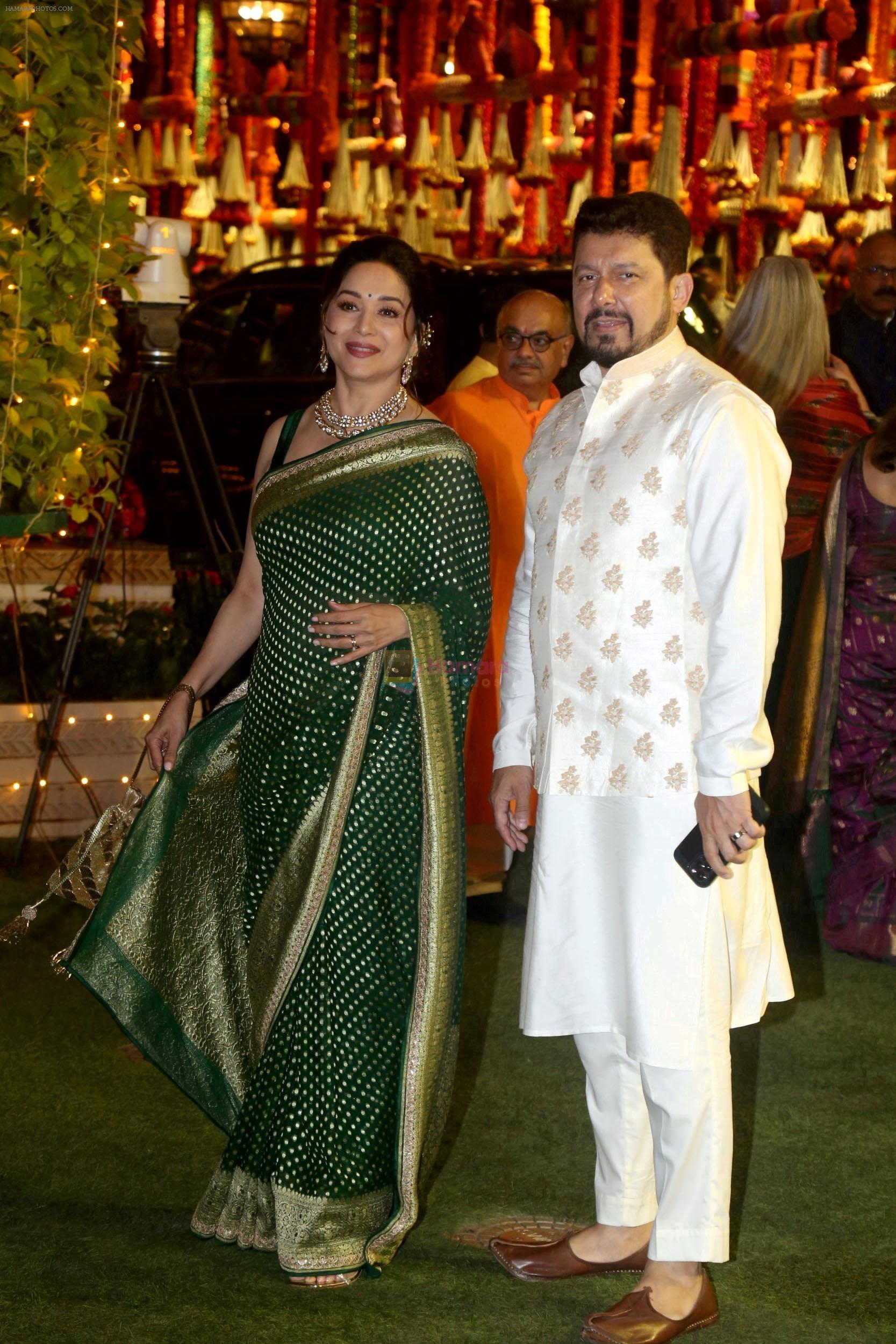 Madhuri Dixit Nene, Shriram Madhav Nene at Ambani House Antilia for Ganpati Darshan on 19th Sept 2023