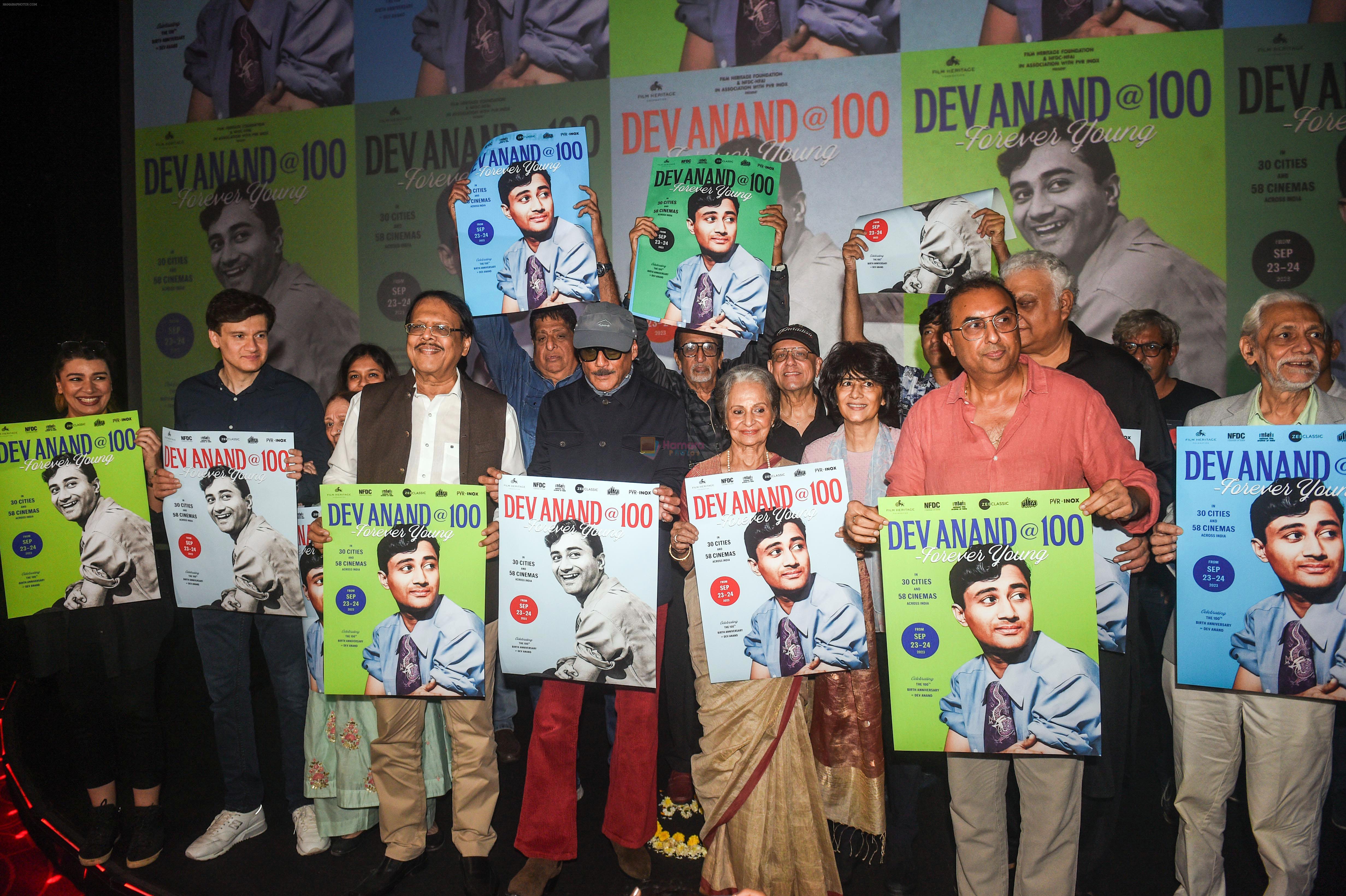 Jackie Shroff, Mink Brar, Rajiv Rai, Shivendra Singh Dungarpur, Sriram Raghavan, Vaibhav Anand, Waheeda Rehman at 100th Anniversary Celebration of Dev Anand on 23rd Sept 2023