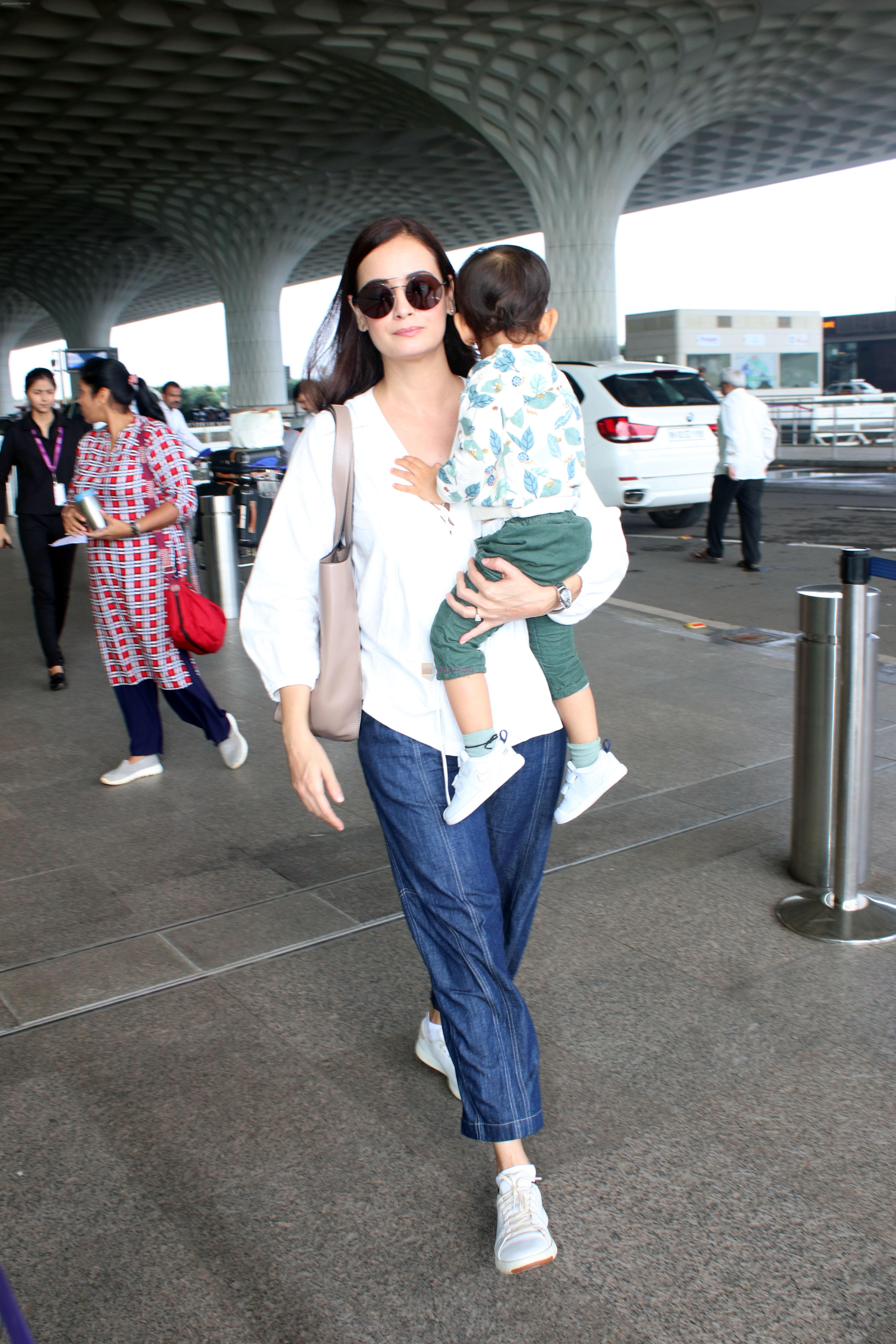 Dia Mirza, Avyaan Azaad Rekhi Spotted At Airport Departure on 29th Sept 2023