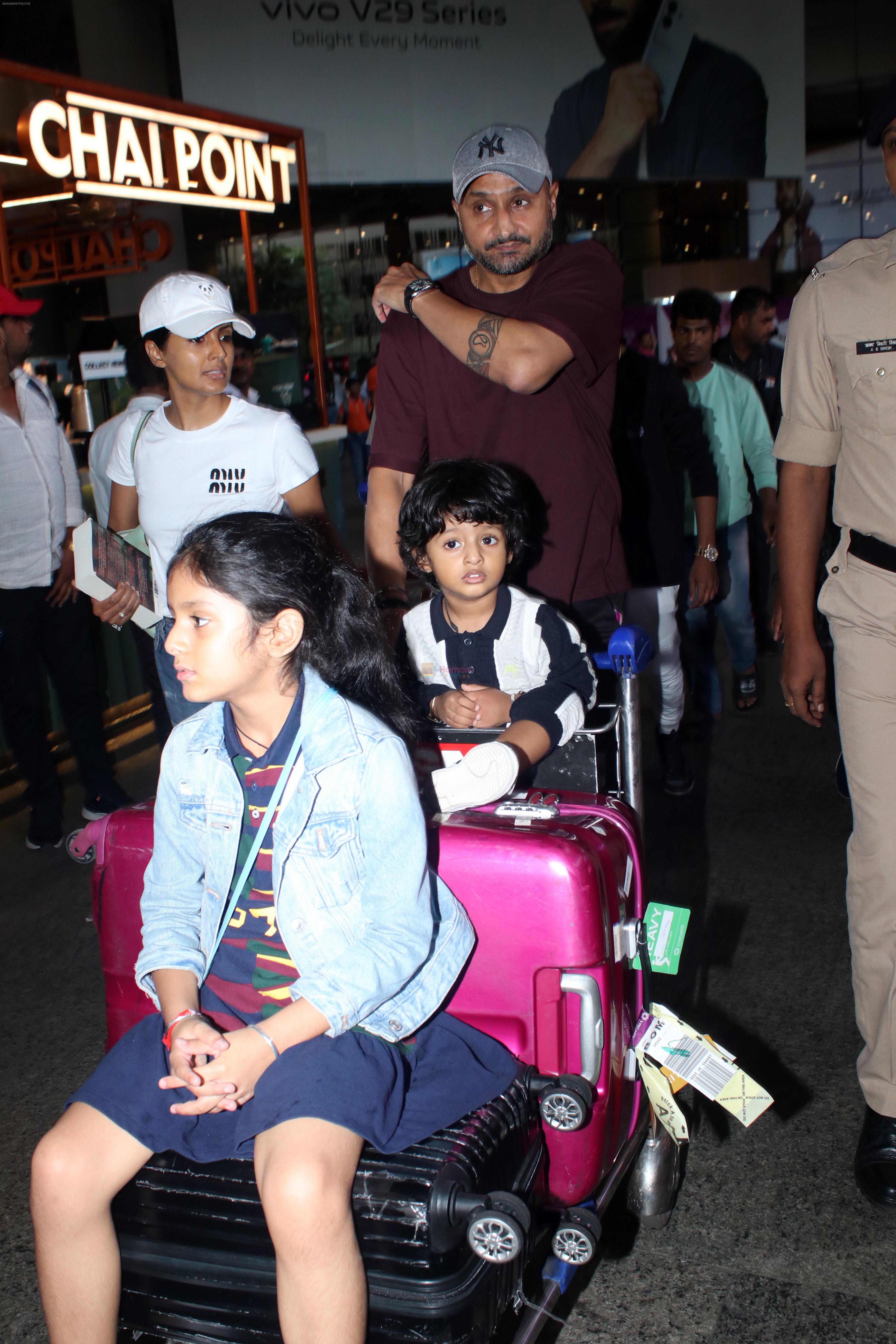 Harbhajan Singh, Geeta Basra, Hinaya Singh, Jovan Veer Singh Plaha Spotted At Airport Arrival on 2nd Oct 2023