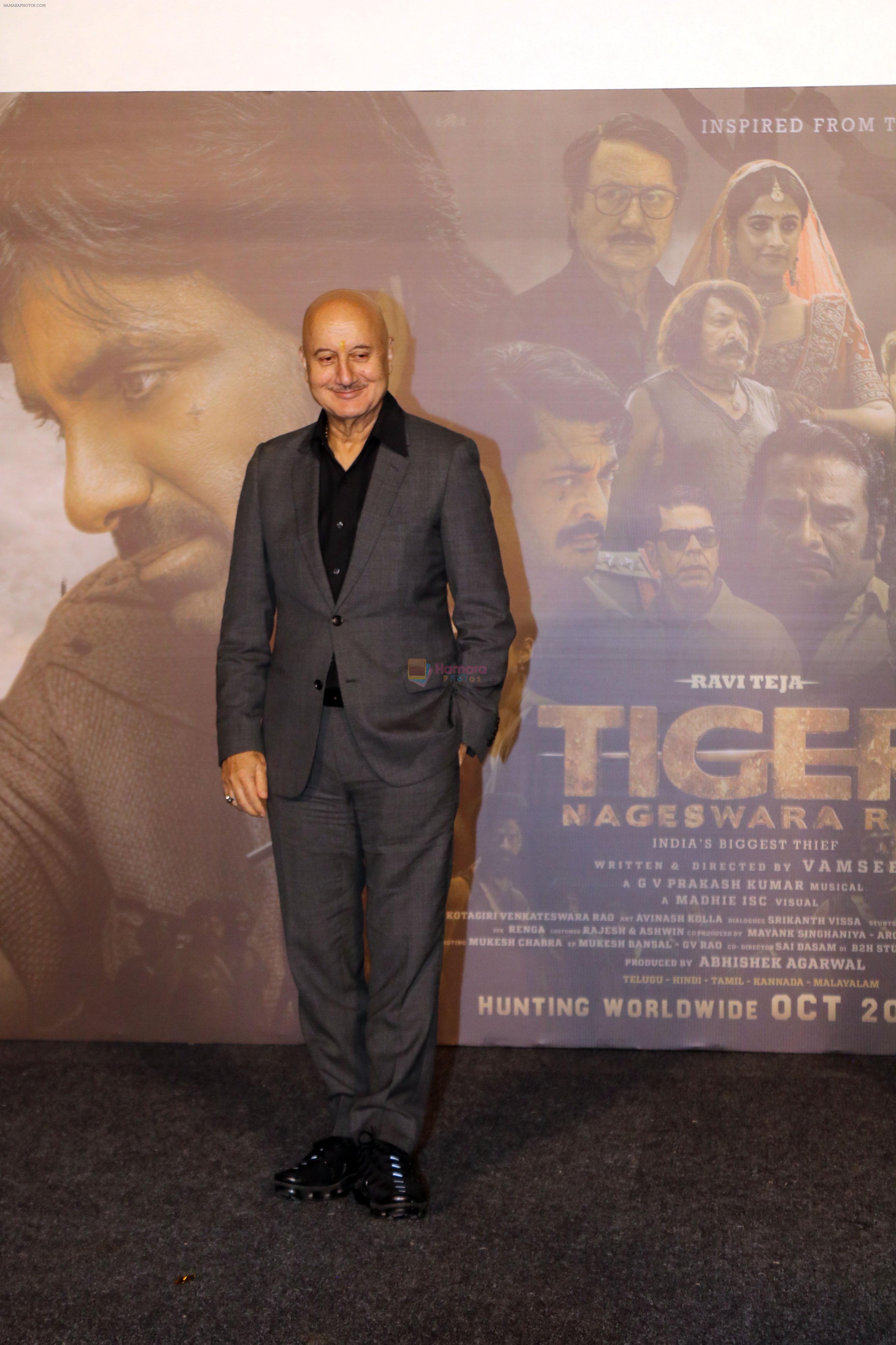 Anupam Kher at Tiger Nageswara Rao Trailer Launch on 3rd Oct 2023