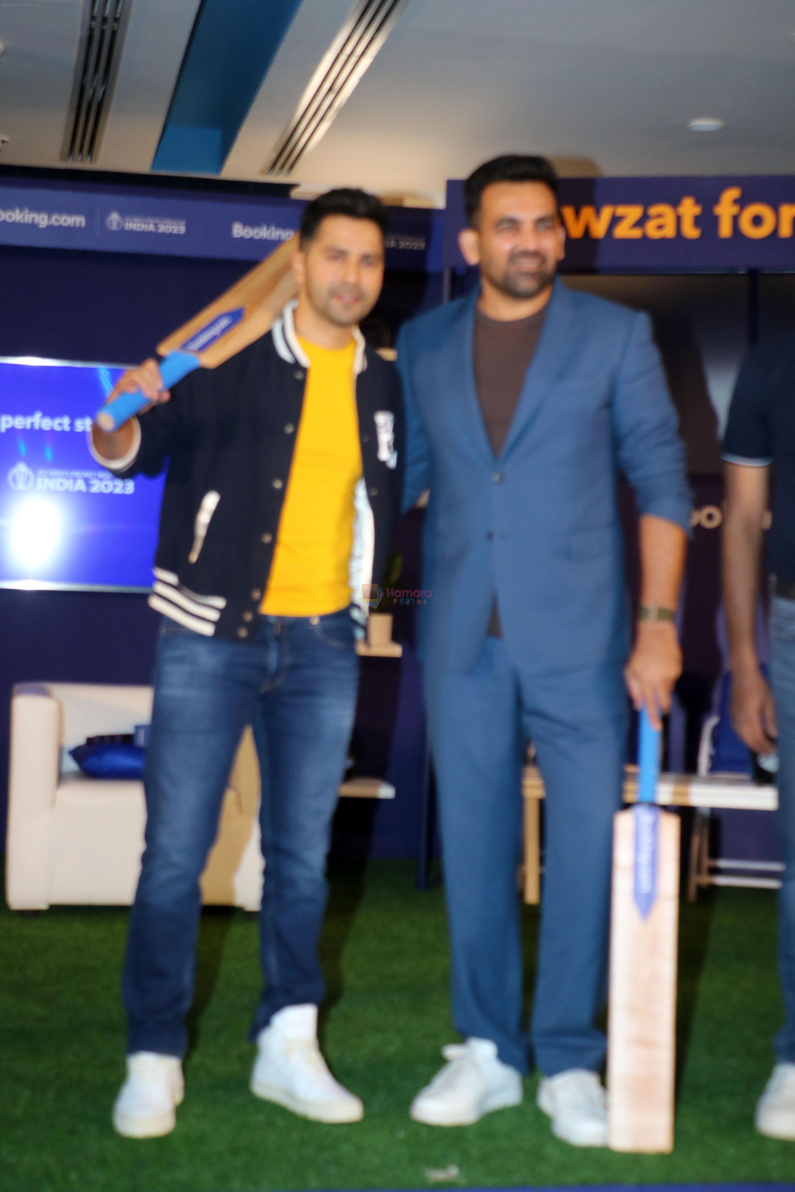 Varun Dhawan, Zaheer Khan at booking.com being official accomodation partner for the ICC Men World Cup 2023 on 3rd Oct 2023