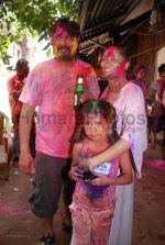 Vivek Agnihotri with wife Pallavi Joshi and Daughter at Shabana Azmi_s holi bash at Her residence on March 22nd 2008 .jpg