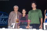 Farhan Akhtar with sister Zoya Akhtar, Javed Akhtar on the sets of Indian Idol in R K Studios on 24th Jan 2009 (3).JPG