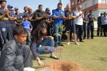 Shilpa Shetty, Raj Kundra, Shane Warne planting a tree at Sawai Mansingh Stadium, Jaipur on 7th March 2010 (3).JPG