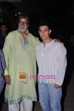 Amitabh Bachchan, Aamir Khan at Big B_s birthday celebrations in Jalsaa, Juhu, Mumbai on 11th Oct 2010 (4).JPG