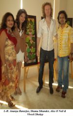 Ananya Banerjee, Shama Sikander, Alex O Neil & Viveck Shettyy at the Art and Fashion Brunch in The Wedding Cafe n Lounge on 22nd Jan 2012.jpg