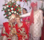 Magda &  Abhishek   irani , son of  Feeroz irani at Gujarati actor Feroz Irani_s son wedding in Malad on 28th JAn 2012.jpg