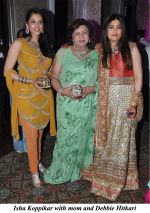 Isha Koppikar with mom and Debbie Hitkari at the Engagement ceremony of Arjun Hitkari with Gayatri on 19th April 2012.jpg