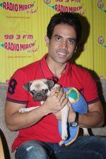 Tusshar Kapoor with dog Macho on the sets of Radio Mirchi to promote Kya Super Kool Hain Hum in Lower parel, Mumbai on 25th June 2012 (74).JPG