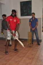Chris Gayle and Siddharth Mallya spend time with NGO kids in Worli, Mumbai on 26th April 2013 (40).JPG