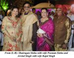 Shatrugan Sinha with wife Poonam Sinha and Arvind Singh with wife Kajal Singh at the Reception of Jai Singh and Shradha Singh on 7th May 2013.jpg