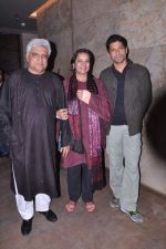 Farhan Akhtar, Shabana Azmi, Javed Akhtar at Special screening of Bhaag Milkha Bhaag in Light box, Mumbai on 9th July 2013 (30).JPG