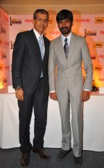 Mr. Tarun Rai (CEO, WWM) &  Dhanush at the _61st Idea Filmfare Awards 2013_ Press Conference at Park Hyatt Hotel, Chennai.2_53a39432866c8.JPG