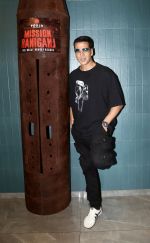 Akshay Kumar posing for Mission Raniganj film promo at Pooja Entertainment Office on 14th Sept 2023