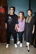 Akshay Kumar, Deepshikha Deshmukh, Parineeti Chopra posing for Mission Raniganj film promo at Pooja Entertainment Office on 14th Sept 2023