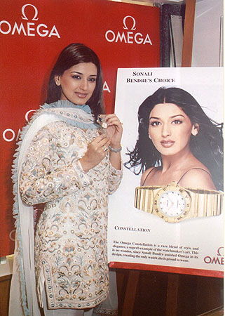 Sonali Bendre posing for Omega Watches