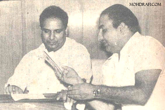 Mohd Rafi during a rehersal with music director Shankar