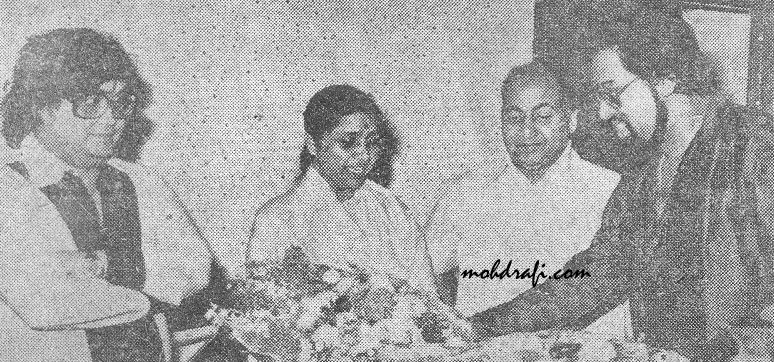 Mohd Rafi with Asha Bhonsle and Bappi Lahiri