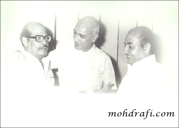 Mohd Rafi with O.P.Nayyar and Manna Dey