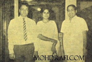Producer Suraj Prakash, his wife and Mohd Rafi at the recording of Tamanna