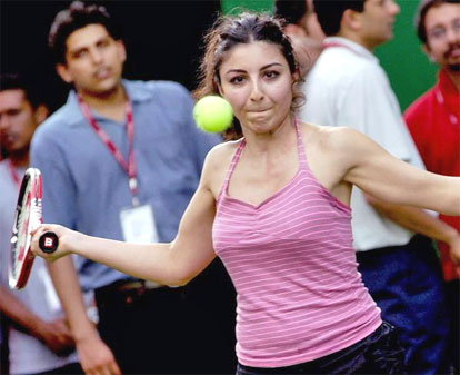 Soha Ali Khan plays tennis at a promotional event